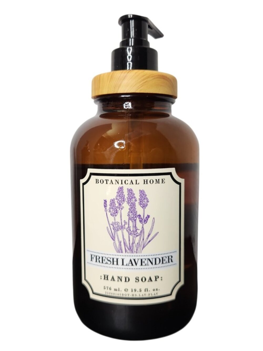 Botanical Home Fresh Lavender Hand Soap 19.5 Fl Oz Glass Amber Bottle